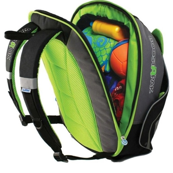 Green and Black BoostApak Backpack and car booster seat - Picture 1 of 6